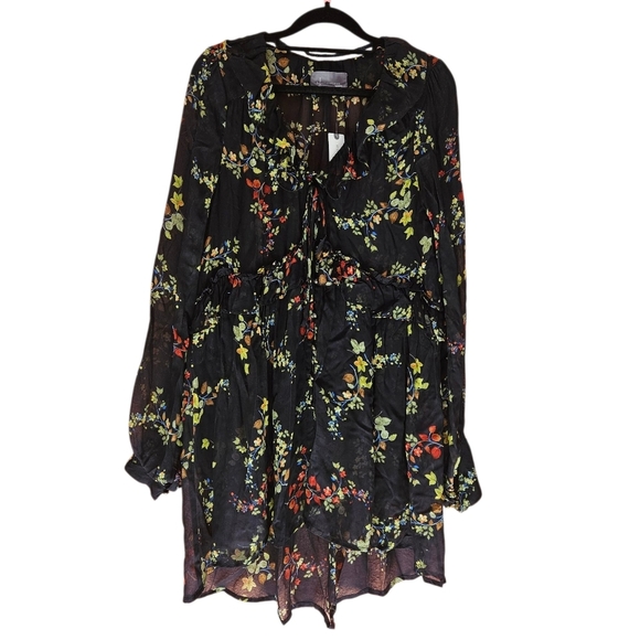 Anthropologie Jamison Ruffled Tunic – Black Floral – Size S – NWT (Repair Needed - Picture 4 of 13